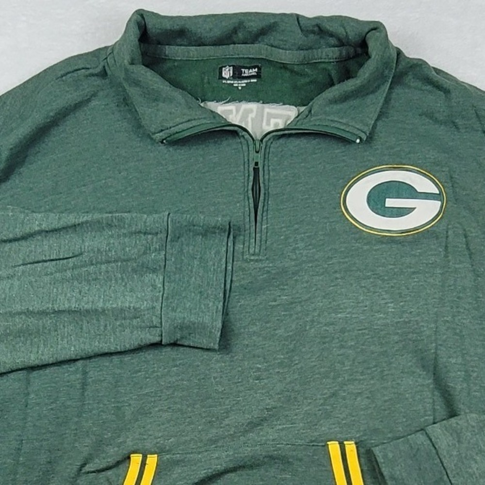 NFL Team Apparel Green Bay Packers Quarter Zip Pullover Green Mens 3X Large